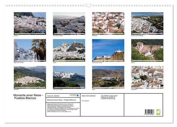 Produktbild: Momente einer Reise - Pueblos Blancos (Wandkalender 2027 DIN A2 quer), CALVENDO Monatskalender