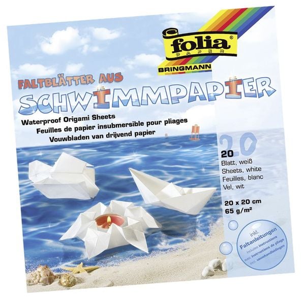 Folia Schwimmpapier 65g/m², 20x20cm, 20 Blatt, weiß