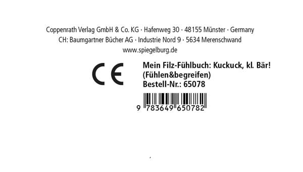 Produktbild: Mein Filz-F&uuml;hlbuch: Kuckuck, kleiner B&auml;r!
