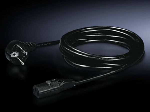 Produktbild: Rittal Strom Anschlusskabel [1x Kaltger&auml;te-Buchse C19 - 1x Schutzkontakt-Stecker] 1.80 m Schwarz