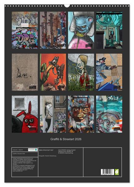 Produktbild: Graffiti & Streetart 2026 (Wandkalender 2026 DIN A2 hoch), CALVENDO Monatskalender