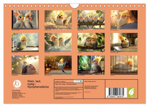 Produktbild: Klein, laut, lustig - Nymphensittiche (Wandkalender 2026 DIN A4 quer), CALVENDO Monatskalender