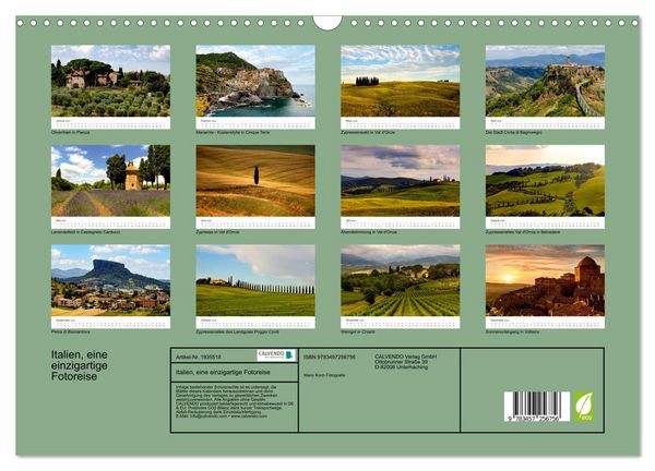 Produktbild: Italien, eine einzigartige Fotoreise (Wandkalender 2026 DIN A3 quer), CALVENDO Monatskalender