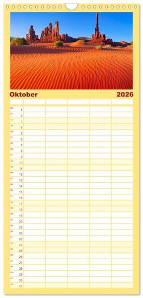 Produktbild: Familienplaner 2026 - USA Der wunderbare S&uuml;dwesten mit 5 Spalten (Wandkalender, 21 x 45 cm) CALVENDO