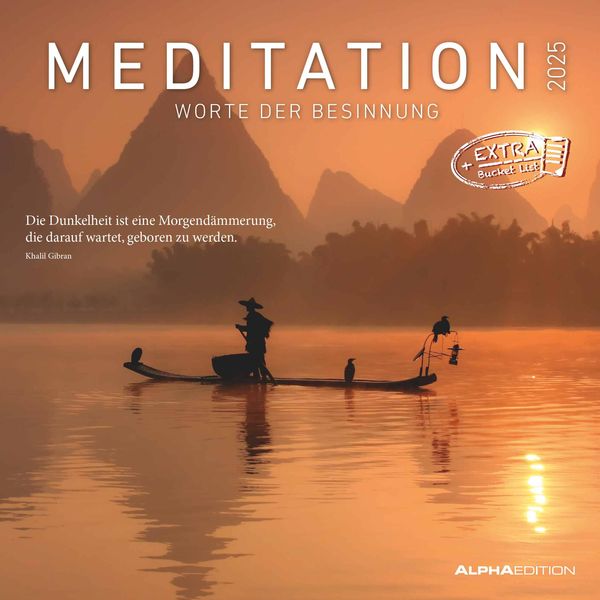 Alpha Edition - Meditation 2025 Broschürenkalender, 30x30cm, Wandkalender mit Platz für Notizen und Termine, Poster, mit