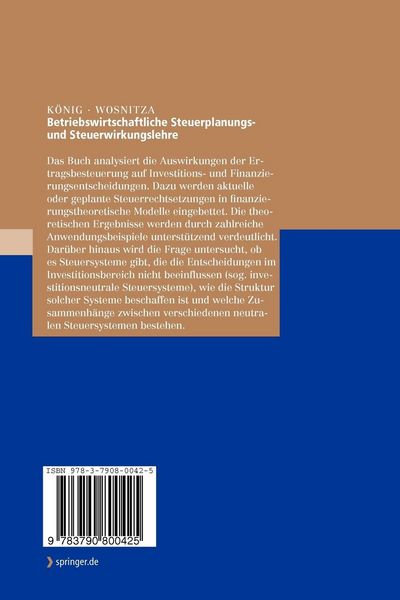 Produktbild: Betriebswirtschaftliche Steuerplanungs- und Steuerwirkungslehre
