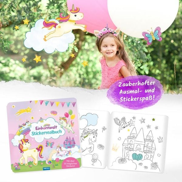 Produktbild: Tr&ouml;tsch Malbuch Stickermalbuch Einhornwelt