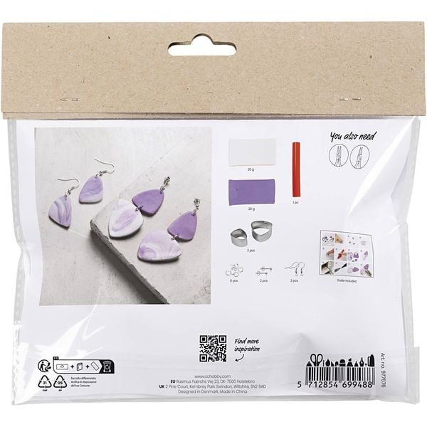 Produktbild: Creativ Company Mini Kreativ Set Schmuck, Marmorierte Ohrringe, Helllila