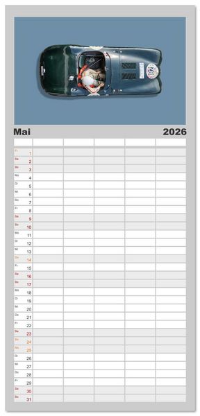 Produktbild: Familienplaner 2026 - Two-Seater Racing Cars 1950-1960 mit 5 Spalten (Wandkalender, 21 x 45 cm) CALVENDO