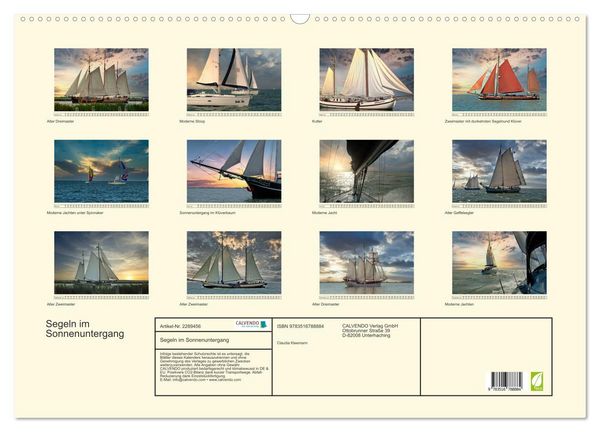 Produktbild: Segeln im Sonnenuntergang (Wandkalender 2027 DIN A2 quer), CALVENDO Monatskalender