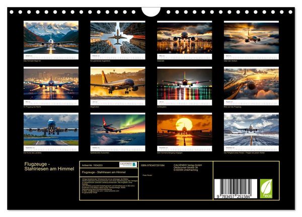 Produktbild: Flugzeuge - Stahlriesen am Himmel (Wandkalender 2026 DIN A4 quer), CALVENDO Monatskalender