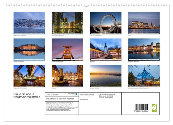 Produktbild: Blaue Stunde in Nordrhein-Westfalen (hochwertiger Premium Wandkalender 2026 DIN A2 quer), Kunstdruck in Hochglanz