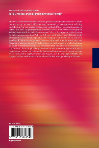 Produktbild: Social, Political and Cultural Dimensions of Health