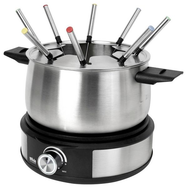 Produktbild: Silva PK-F 140 Fondue 1500W &Uuml;berhitzungsschutz, 8 Fonduegabeln Schwarz, Edelstahl