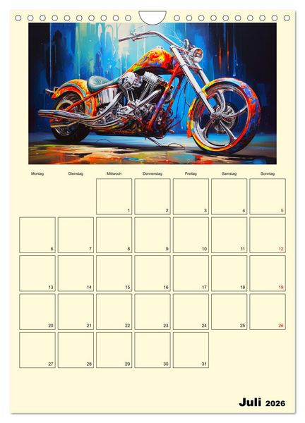 Produktbild: Custom Motorcycle Paintings (Wandkalender 2026 DIN A4 hoch), CALVENDO Monatskalender