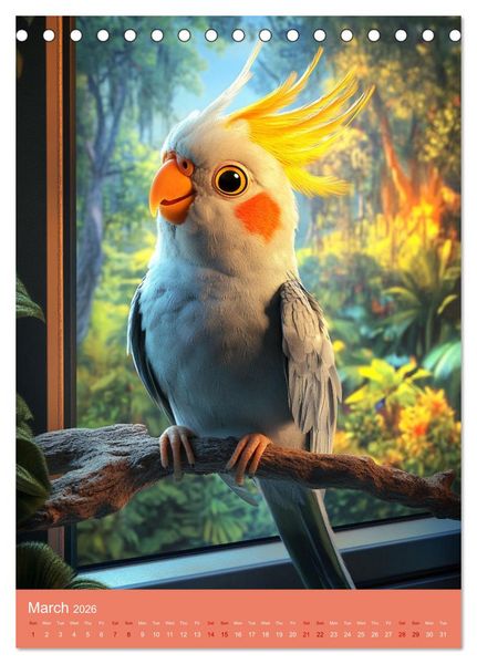 Produktbild: Cockatiel Chirpy Moments (Desk Calendar 2026 DIN A5 portrait), CALVENDO 12 Month DeskCalendar