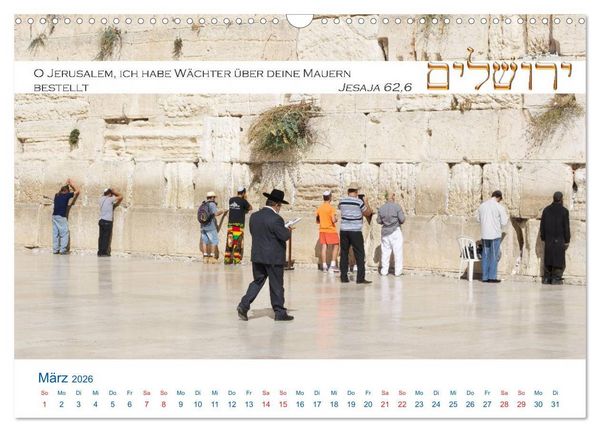 Produktbild: Jerusalem. Kalender mit Bibelworten (Wandkalender 2026 DIN A3 quer), CALVENDO Monatskalender