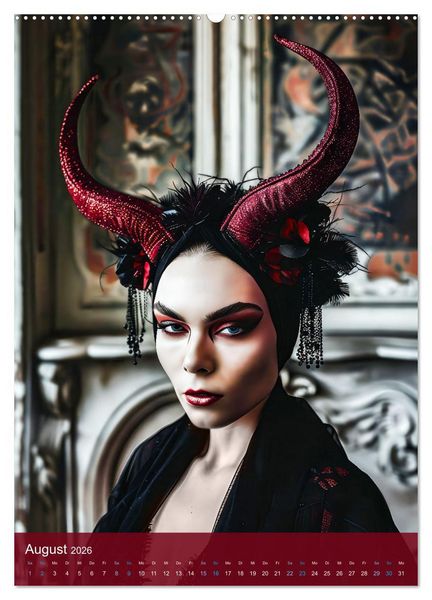 Produktbild: Teuflische Gothics - Gothic, Girls und Hörner (Wandkalender 2026 DIN A2 hoch), CALVENDO Monatskalender
