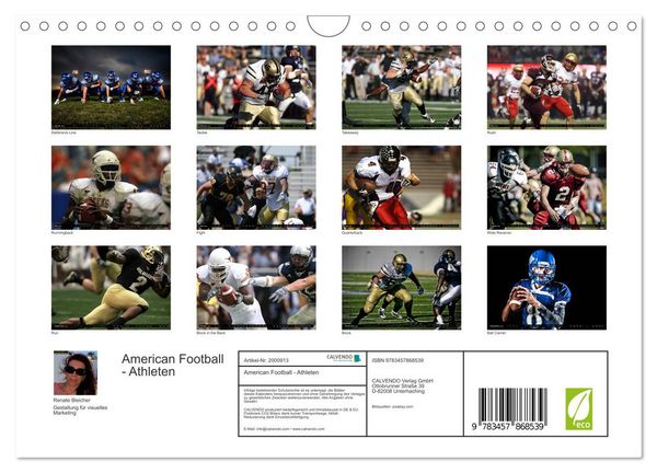 Produktbild: American Football - Athleten (Wandkalender 2026 DIN A4 quer), CALVENDO Monatskalender