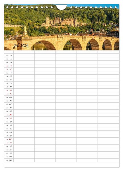 Produktbild: Heidelberger Familienkalender (Wandkalender 2026 DIN A4 hoch), CALVENDO Monatskalender