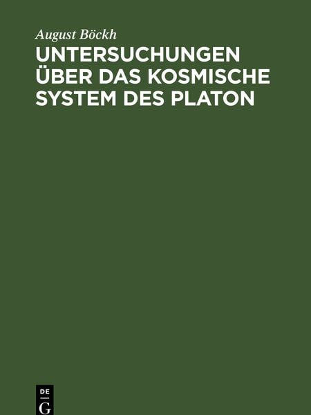 Produktbild: Untersuchungen &uuml;ber das Kosmische System des Platon