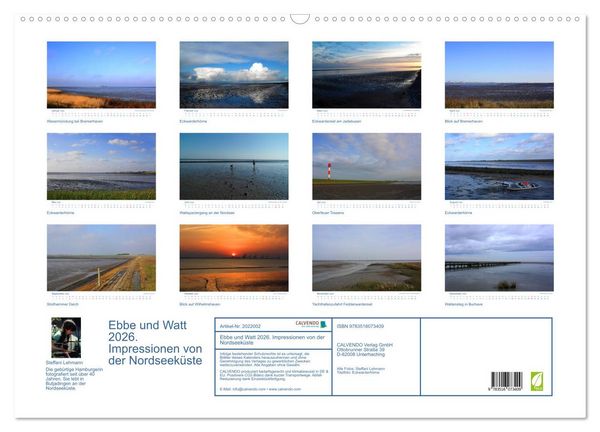 Produktbild: Ebbe und Watt 2026. Impressionen von der Nordseek&uuml;ste (Wandkalender 2026 DIN A2 quer), CALVENDO Monatskalender