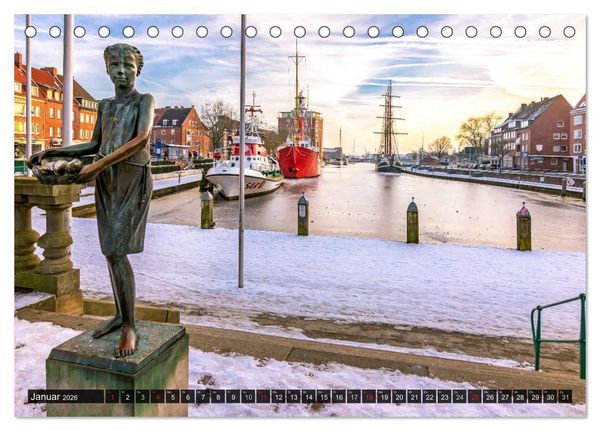 Produktbild: EMDEN Seehafenstadt mit Flair (Tischkalender 2026 DIN A5 quer), CALVENDO Monatskalender