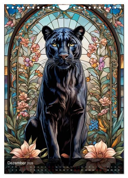 Produktbild: Wildtiere und Glaskunst im Tiffany Stil (Wandkalender 2026 DIN A4 hoch), CALVENDO Monatskalender