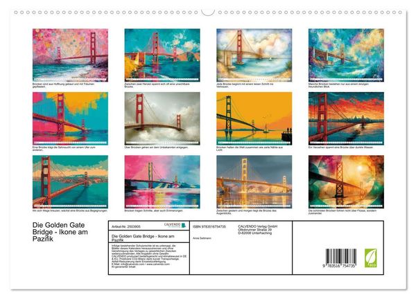 Produktbild: Die Golden Gate Bridge - Ikone am Pazifik (hochwertiger Premium Wandkalender 2027 DIN A2 quer), Kunstdruck in Hochglanz