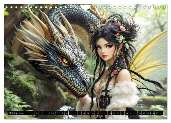 Produktbild: Elves and Dragons - A magical connection (Wall Calendar 2026 DIN A4 landscape), CALVENDO 12 Month Wall Calendar