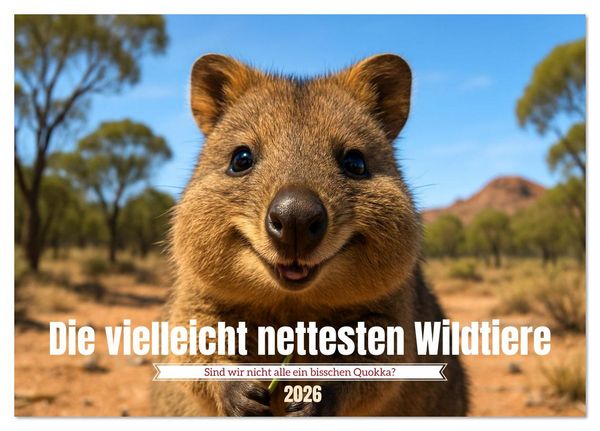 Produktbild: Die vielleicht nettesten Wildtiere (Tischkalender 2026 DIN A5 quer), CALVENDO Monatskalender