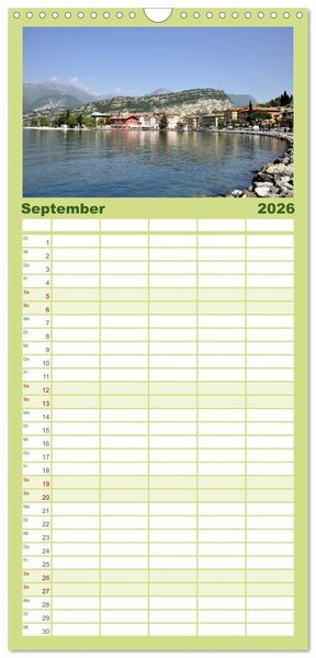 Produktbild: Familienplaner 2026 - Impressionen vom Gardasee mit 5 Spalten (Wandkalender, 21 x 45 cm) CALVENDO