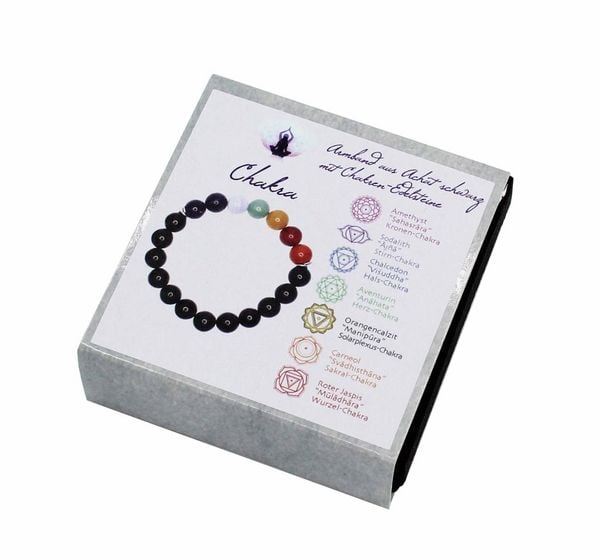 Chakra Armband Schwarzer Achat in Geschenkbox