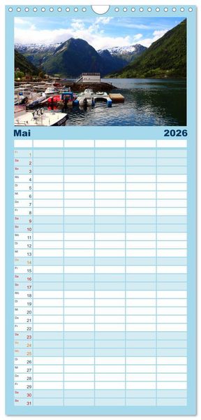 Produktbild: Familienplaner 2026 - Norwegens Wilder Westen mit 5 Spalten (Wandkalender, 21 x 45 cm) CALVENDO