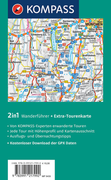 Produktbild: KOMPASS Wanderf&uuml;hrer Pfaffenwinkel, F&uuml;nfseenland, Starnberger See, Ammersee, 60 Touren