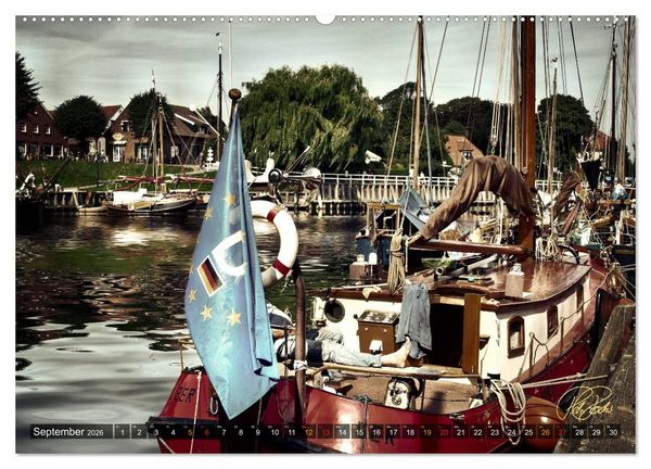 Produktbild: Ostfriesland - die alten H&auml;fen, Vintage-Style (Wandkalender 2026 DIN A2 quer), CALVENDO Monatskalender