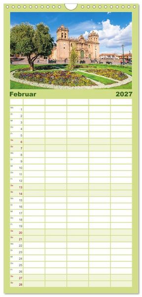 Produktbild: Familienplaner 2027 - Peru: Natur mit Geschichte mit 5 Spalten (Wandkalender, 21 x 45 cm) CALVENDO