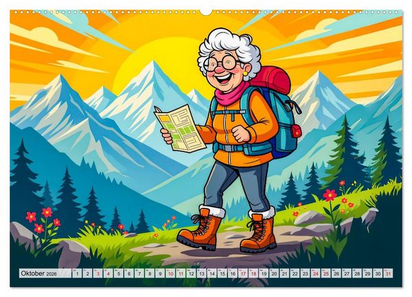 Produktbild: Oma rockt den Ruhestand - Lustiger Frauenkalender mit Humor (hochwertiger Premium Wandkalender 2026 DIN A2 quer), Kunstdruck in Hochglanz