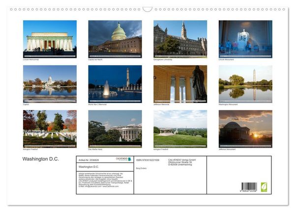 Produktbild: Washington D.C. (Wandkalender 2026 DIN A2 quer), CALVENDO Monatskalender