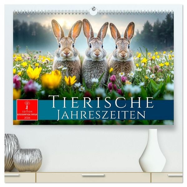 Produktbild: Tierische Jahreszeiten (hochwertiger Premium Wandkalender 2026 DIN A2 quer), Kunstdruck in Hochglanz