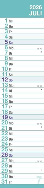 Produktbild: GROSSDRUCK Streifenplaner XL 2026 - Streifenkalender - Wandplaner - Küchen-Kalender - 15x64