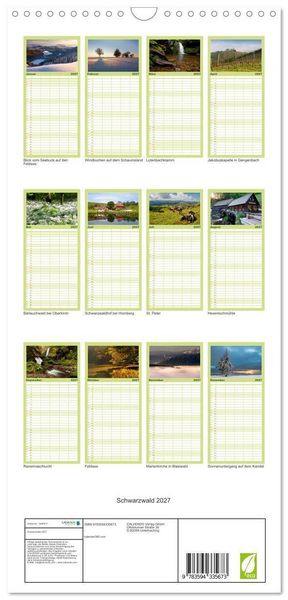 Produktbild: Familienplaner 2027 - Schwarzwald 2027 mit 5 Spalten (Wandkalender, 21 x 45 cm) CALVENDO
