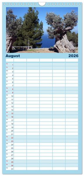Produktbild: Familienplaner 2026 - Trauminsel Mallorca mit 5 Spalten (Wandkalender, 21 x 45 cm) CALVENDO