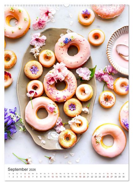 Produktbild: Donuts - Die runden Gaumenfreuden. (Wandkalender 2026 DIN A2 hoch), CALVENDO Monatskalender
