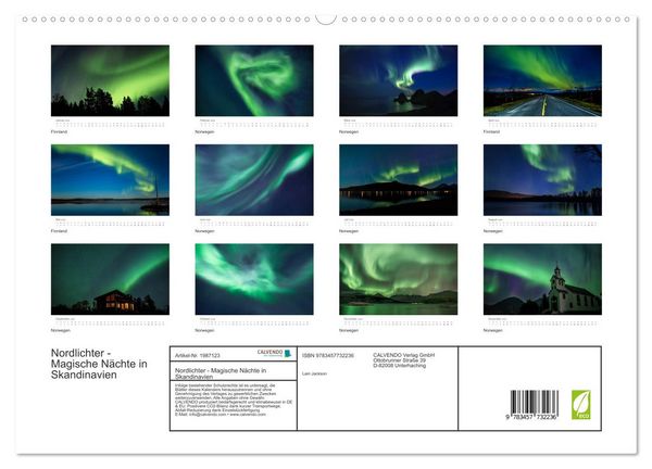 Produktbild: Nordlichter - Magische N&auml;chte in Skandinavien (hochwertiger Premium Wandkalender 2026 DIN A2 quer), Kunstdruck in Hochglanz