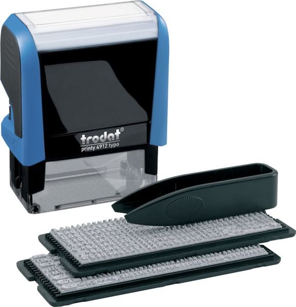 Produktbild: TRODAT&reg; Typomatic Printy(TM) 4.0, selbstf&auml;rbender Stempel zum Selbersetzen, blau