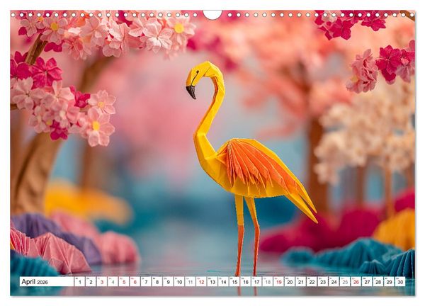 Produktbild: Origami Zoo - Bunter Tierkalender f&uuml;r Kinder und Familien (Wandkalender 2026 DIN A3 quer), CALVENDO Monatskalender