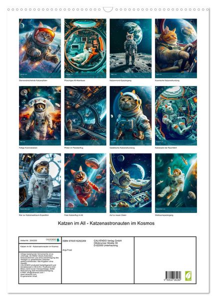Produktbild: Katzen im All - Katzenastronauten im Kosmos (Wandkalender 2026 DIN A2 hoch), CALVENDO Monatskalender