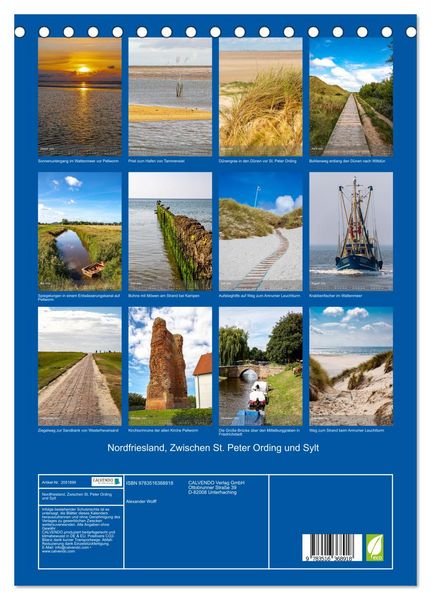 Produktbild: Nordfriesland, Zwischen St. Peter Ording und Sylt (Tischkalender 2026 DIN A5 hoch), CALVENDO Monatskalender