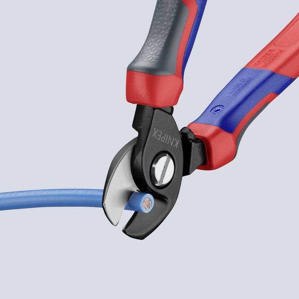 Produktbild: Knipex 95 12 165 Kabelschere Geeignet f&uuml;r (Abisoliertechnik) Alu- und Kupferkabel, ein- und mehrdr&auml;htig 15 mm 50 mm&sup2; 0